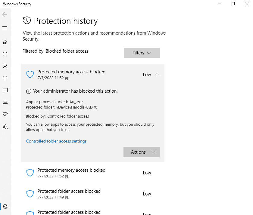 Au_.exe - Protected memory access blocked